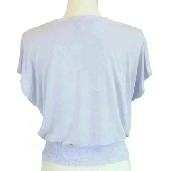 WHBM Light Blue Short Sleeve Dolman Top w/Ruched Waist Crew Neck Size XS - Picture 5 of 7